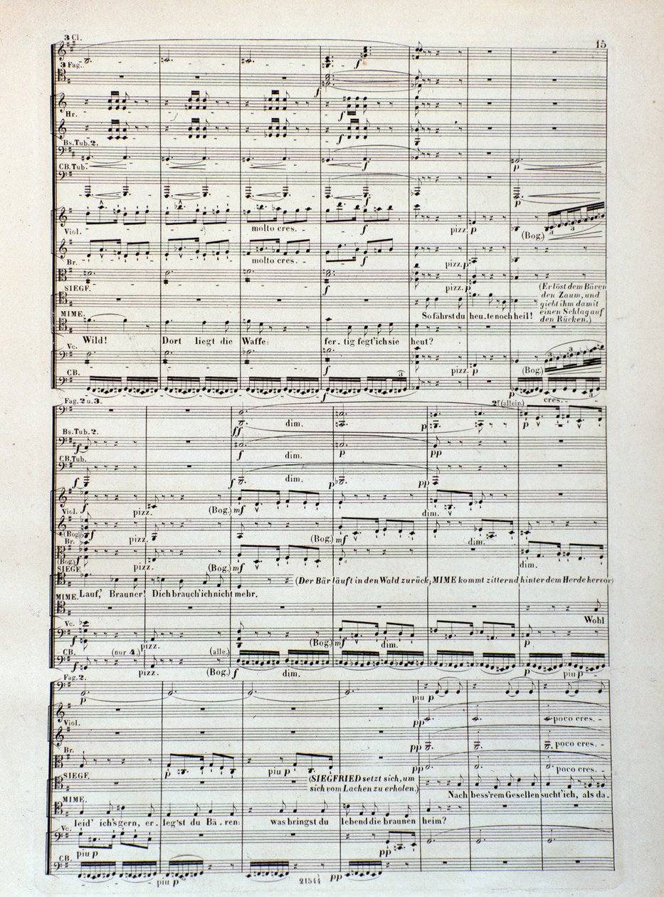Sivu Wagnerin oopperan Siegfriedin partituurista tekijältä Unknown artist