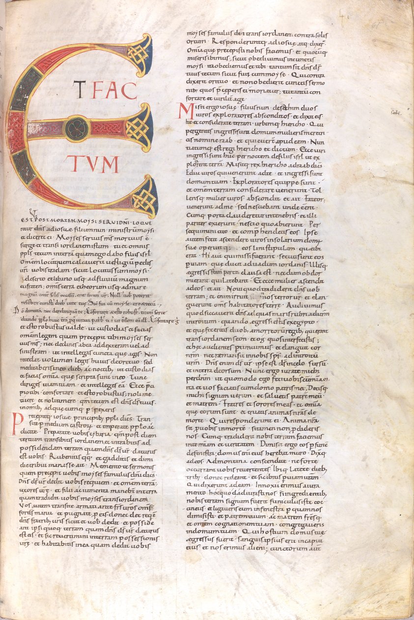 Sivu, jossa on suuraakkoset "Et Factotum", 1100-luku (miniatyyri, kalvomainen käsikirjoitus). tekijältä Unknown artist