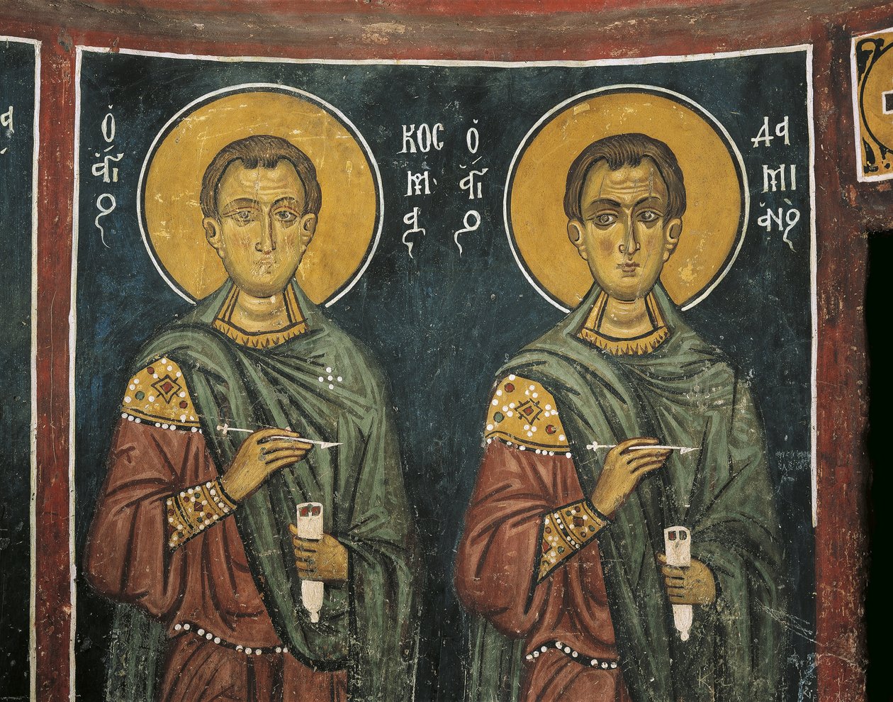 Maalauksia Pyhästä Kosmasta Pyhän Damianuksen kanssa, Panagia Ties Asinoun kirkko, Nikitart, Kypros tekijältä Unknown artist