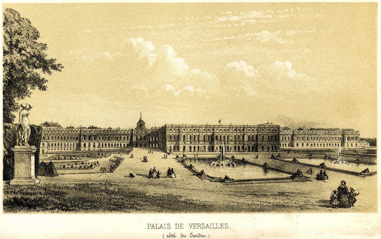 Versaillesin palatsi, puutarhanäköala vuodelta 1857. tekijältä Unknown artist