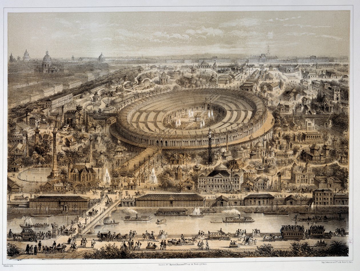 Panoraamanäkymä vuoden 1867 maailmannäyttelyyn Pariisissa. Pariisi, Musee Carnavalet tekijältä Unknown artist