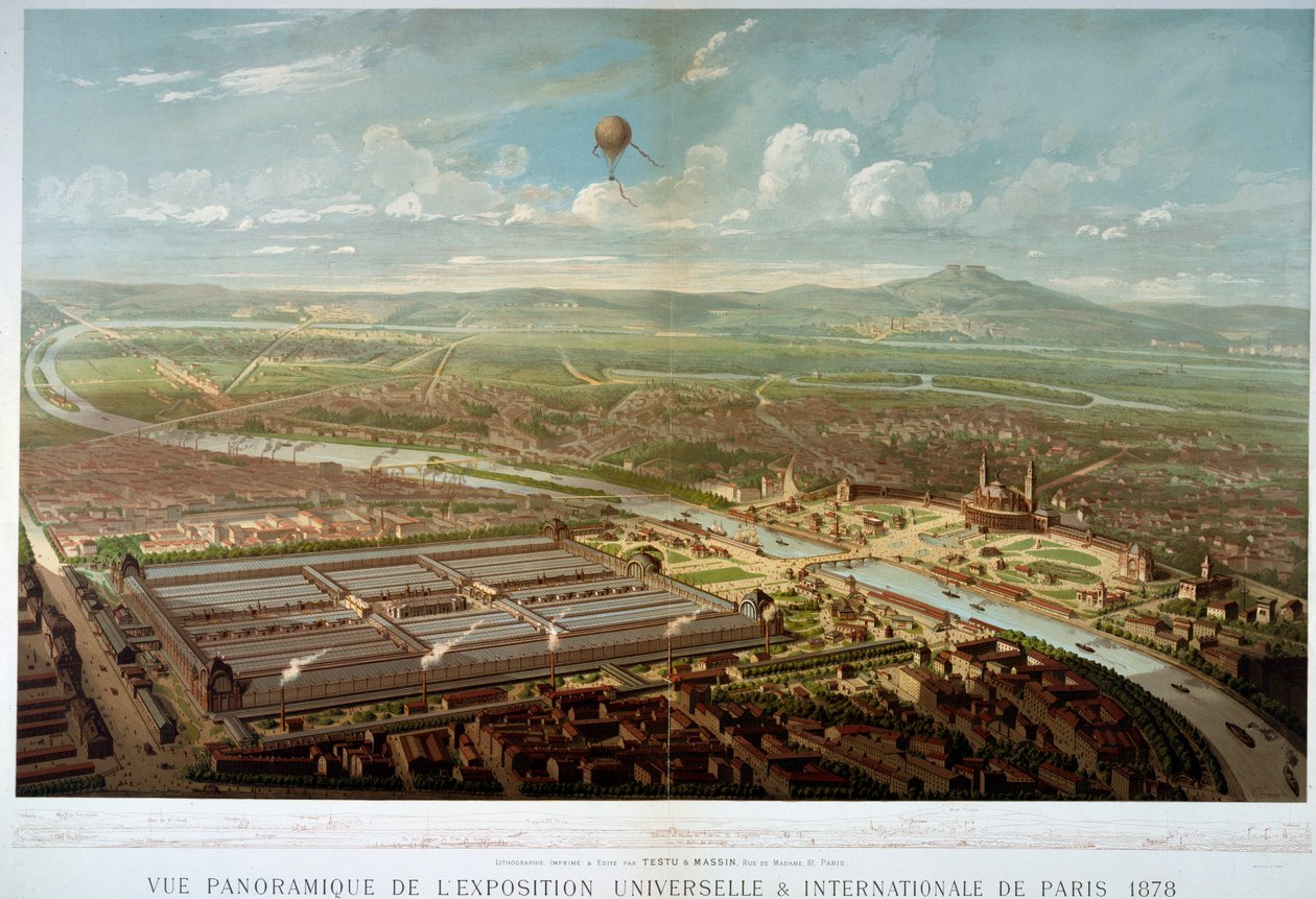 Panoraamanäkymä vuoden 1878 yleisnäyttelyyn Pariisissa. Pariisi, Musee Carnavalet tekijältä Unknown artist