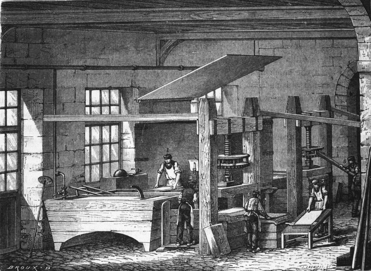 Paperinvalmistus 1800-luvulla. tekijältä Unknown artist
