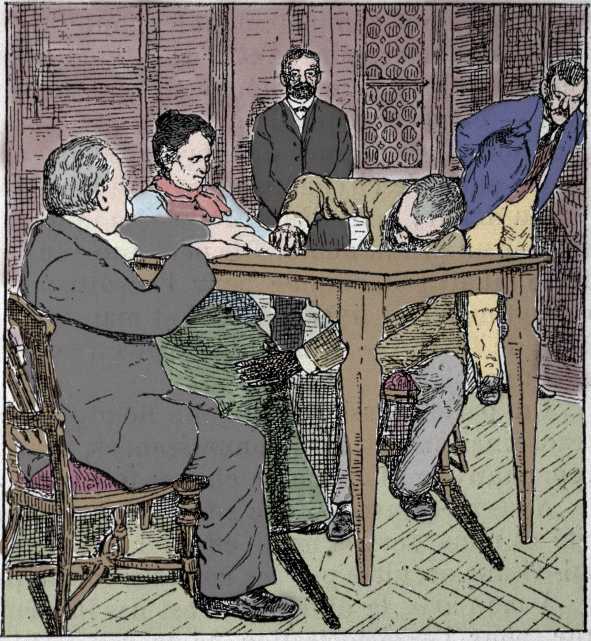 Paranormaalit ilmiöt: kokemus pöydän nostamisesta Milanossa vuonna 1892 meedion Eusapia Paladinon ja Cesare Lombroson (1835-1909) ja Charles Richetin (1835-1909) läsnäollessa. tekijältä Unknown artist