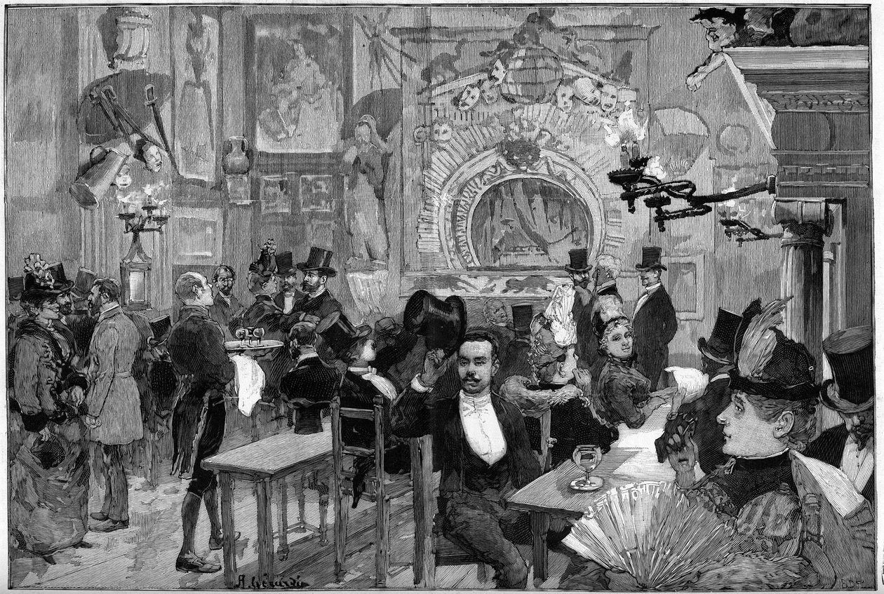 Pariisi 1887: Varjojen teatteri "Cat Noirin" kabareessa. tekijältä Unknown artist