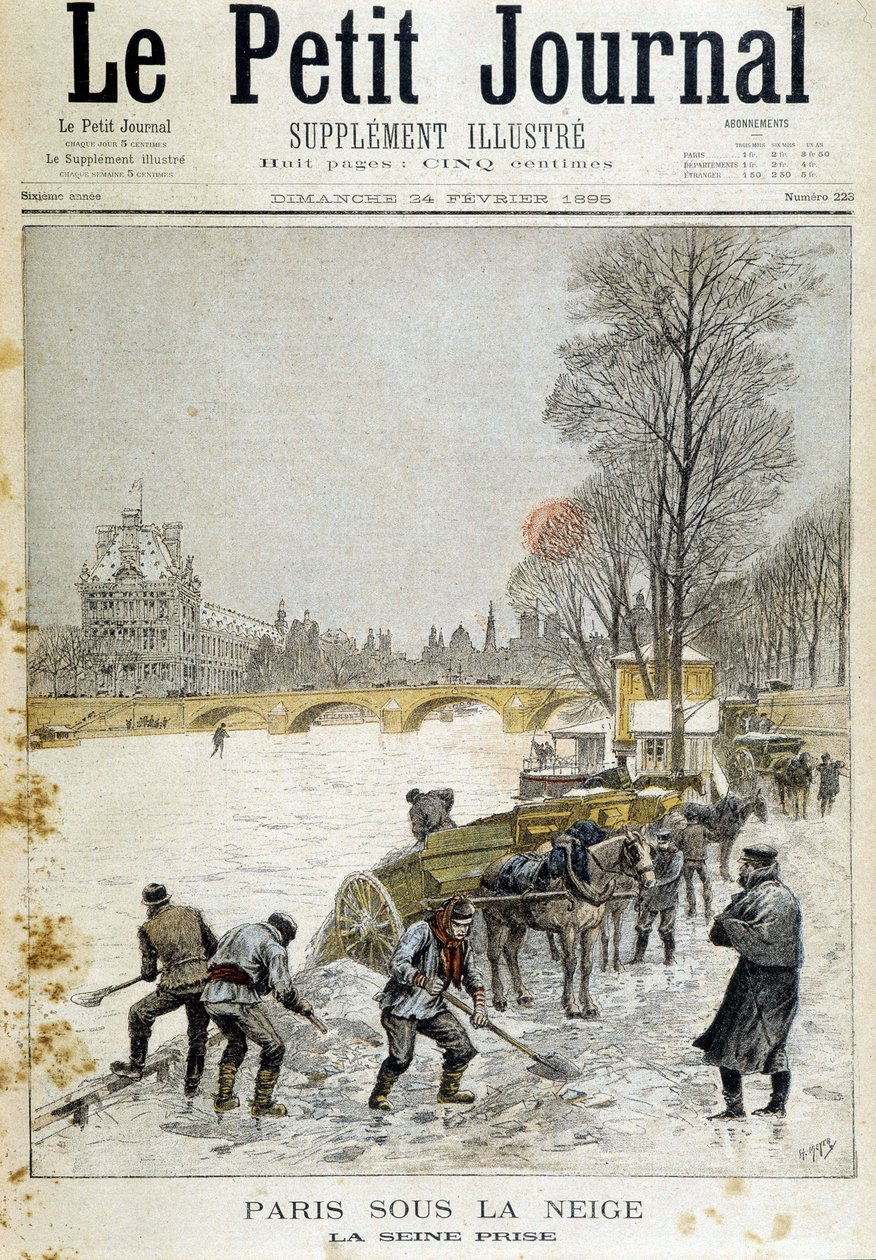 Pariisi lumen alla: Seine otettu - "" Le Petite Journal" -lehdessä 24.2.1895 tekijältä Unknown artist