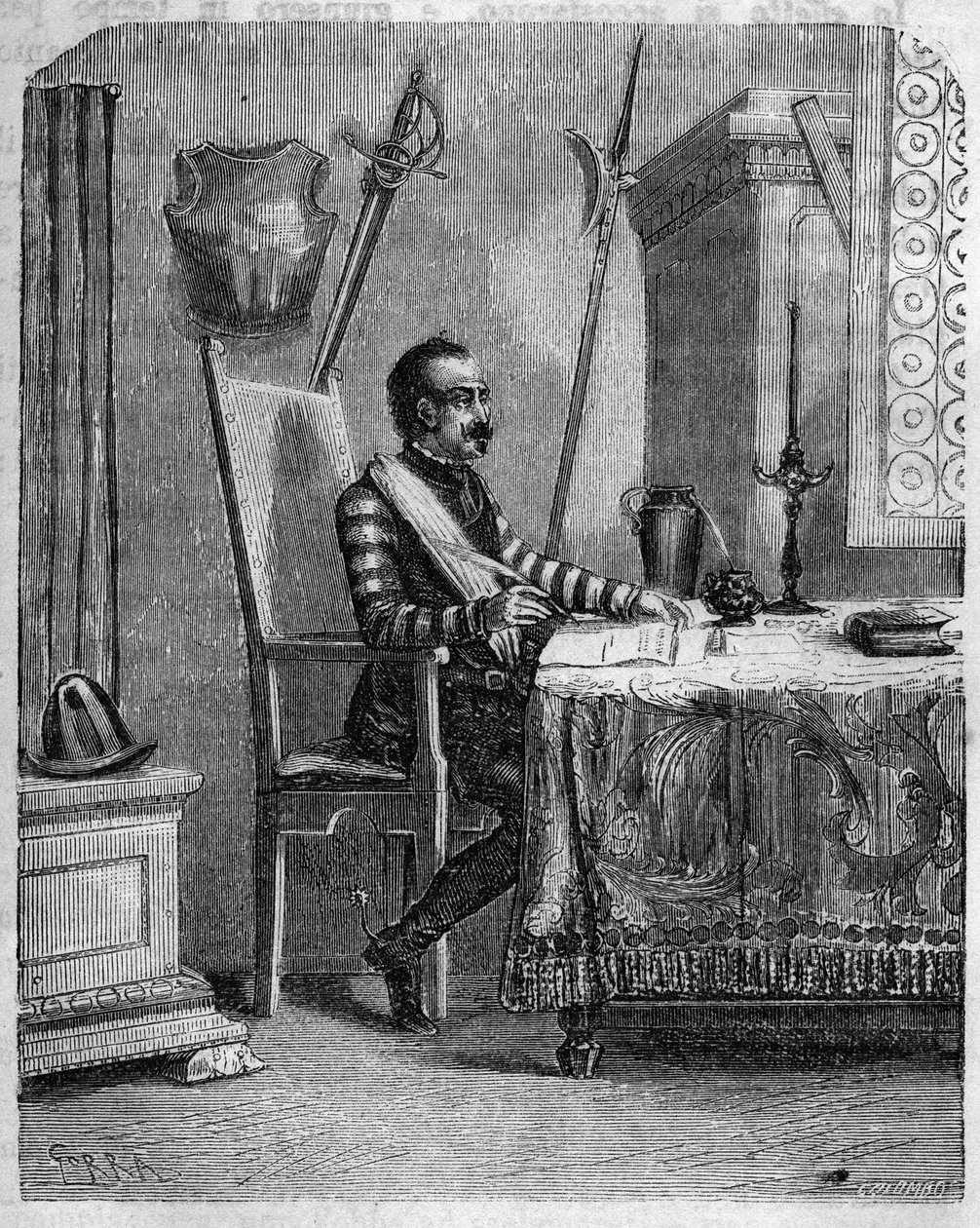 Pascal Paoli (1725-1807), Korsikan patriootti työhuoneessaan. "" Pasquale Paolissa tai Pontenuovo-reitillä F.D. Guerrazzi. 1872. tekijältä Unknown artist