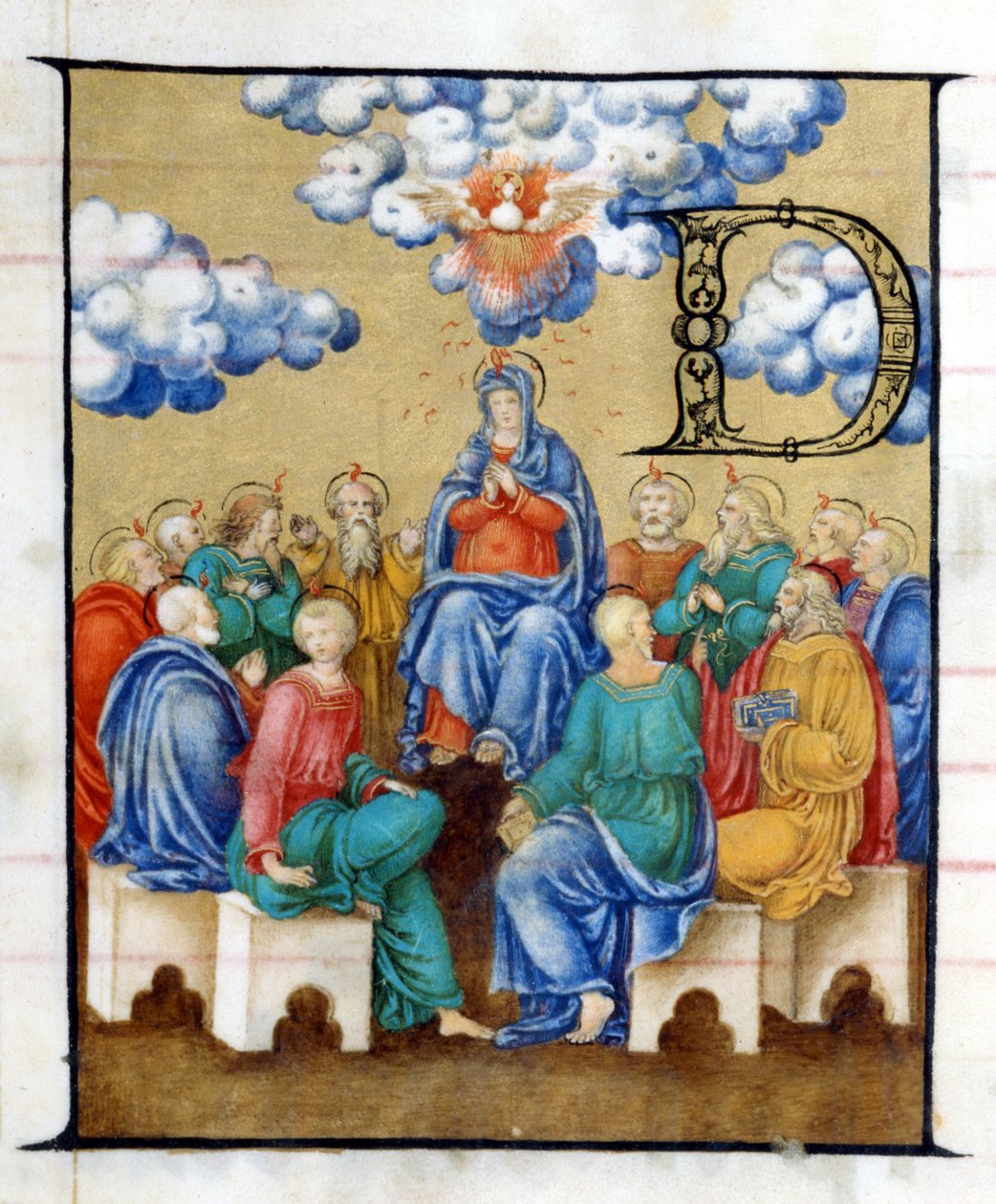 Helluntai - Pyhän Hengen laskeutuminen. Pienoismalli 1400-luvulta. Lodin Chiesa dell