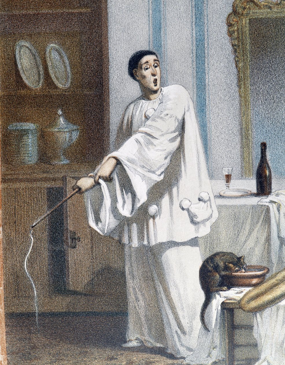 Pierrot ruoskii kissaa – a.n.d., 1800-luvun loppu tekijältä Unknown artist