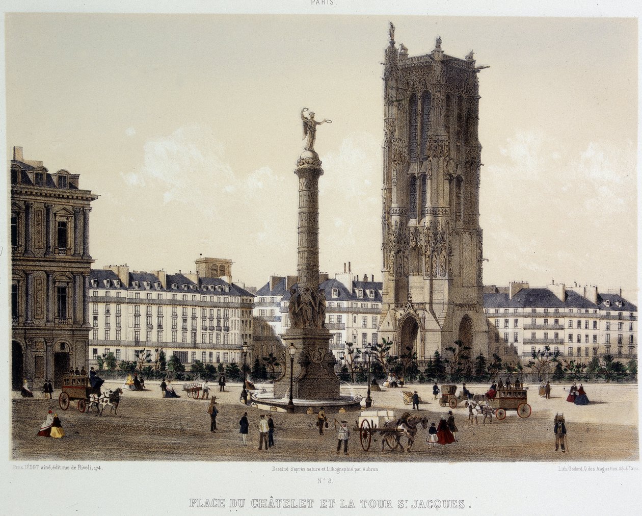 Place du Chatelet ja Saint-Jacques Tower tekijältä Unknown artist