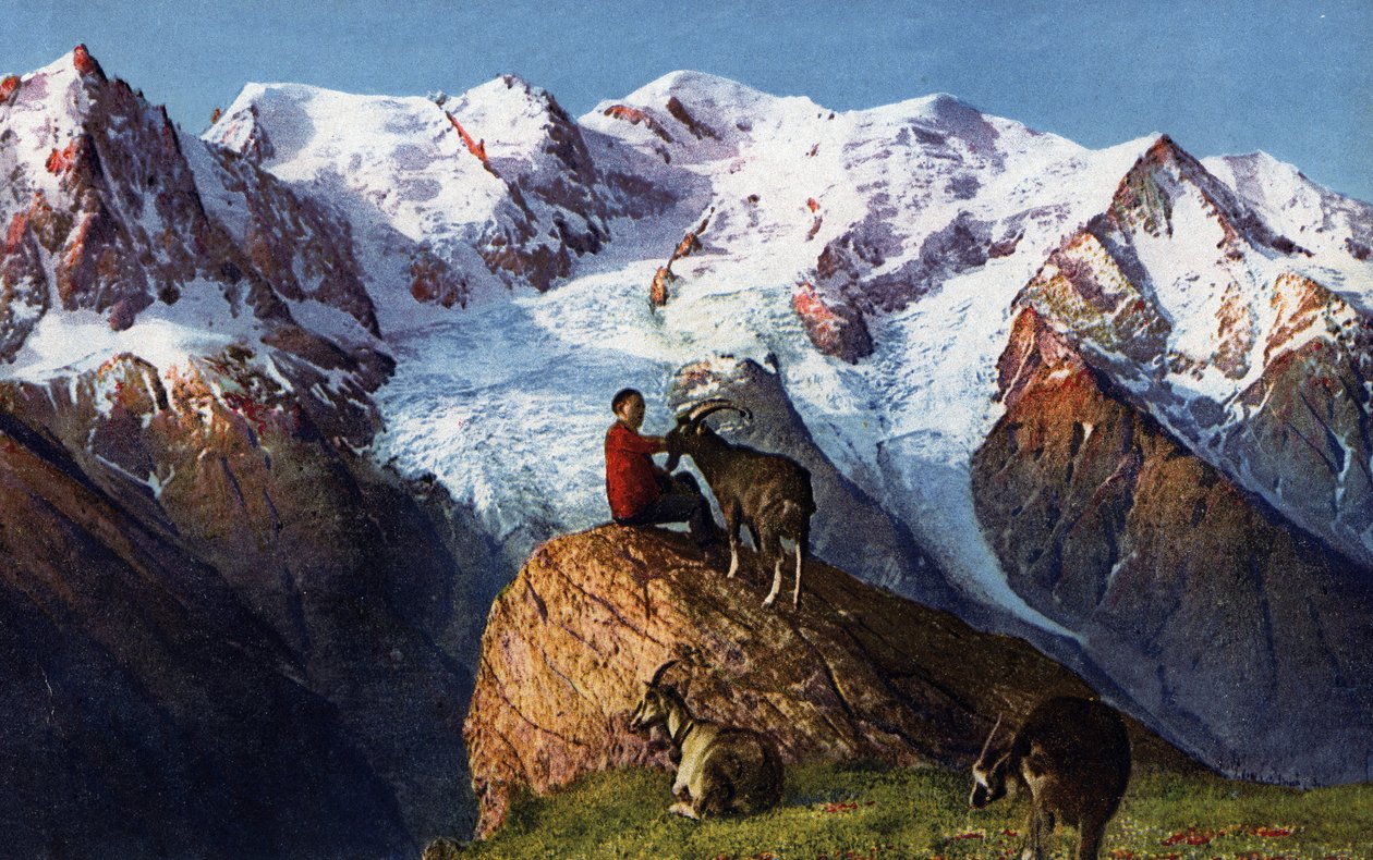 Planpraz, näkymä Mont Blancille, Chamonix tekijältä Unknown Artist