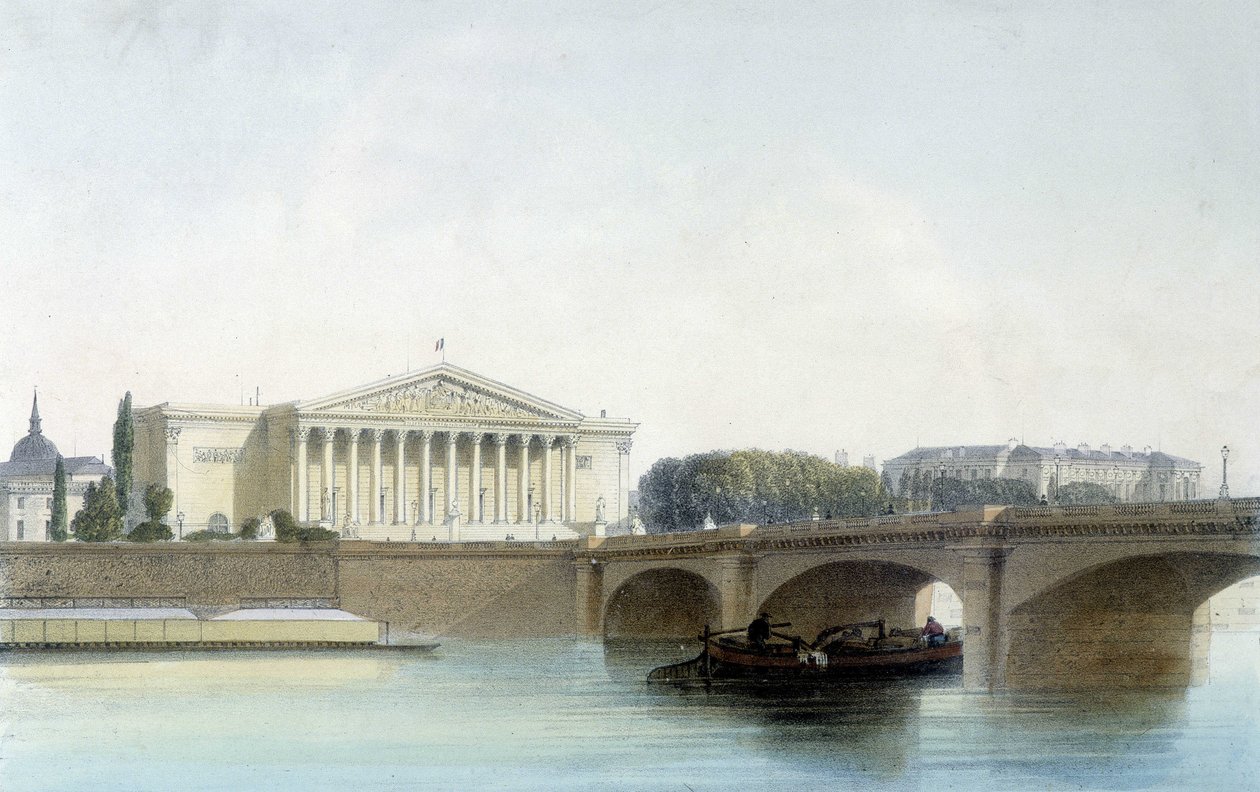 Pont de la Concorde, Aubrunin litografia, sd. 1800-luvulla. tekijältä Unknown artist