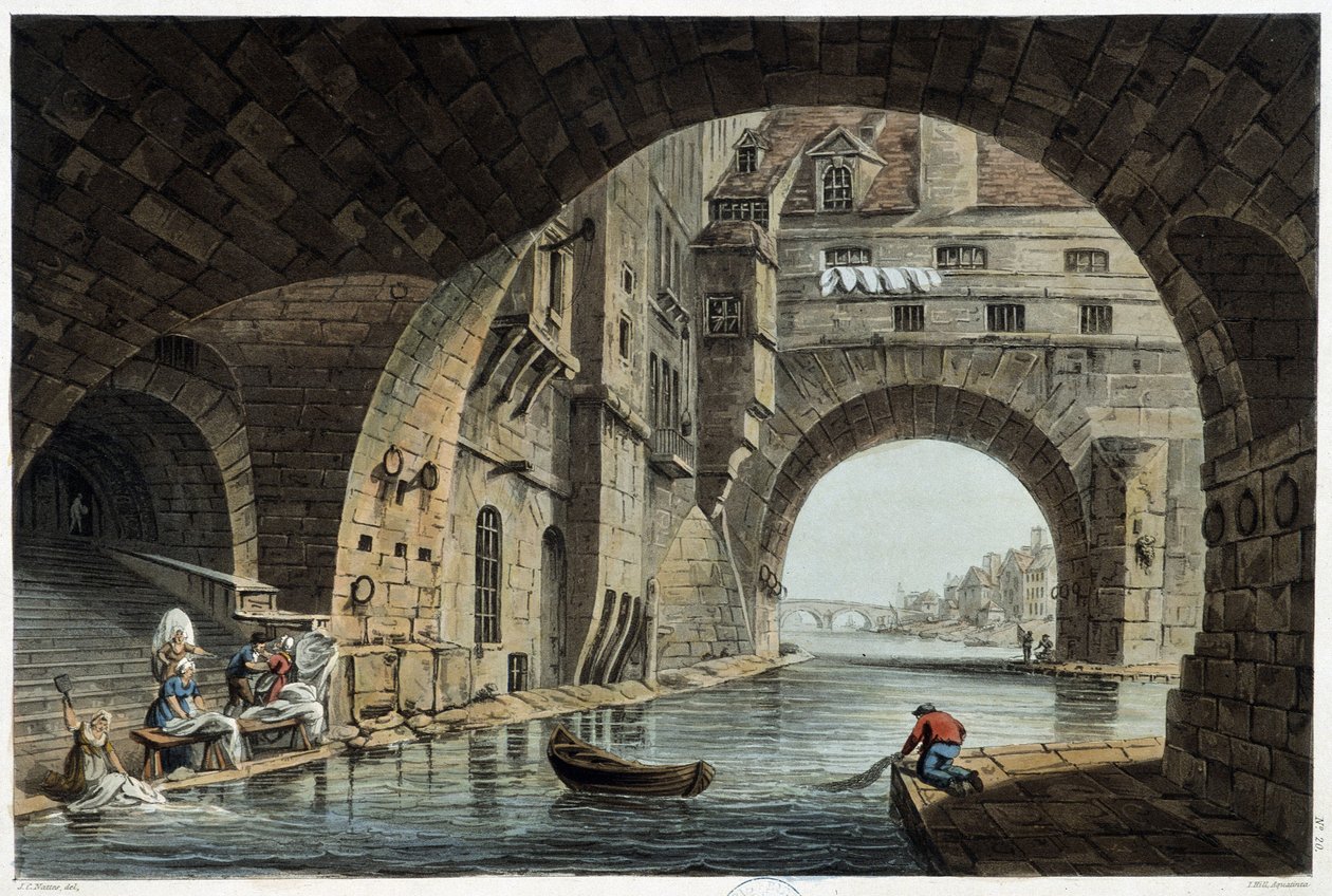 Pont de la Tournelle Pariisissa nähty J.C.Nattes, julkaisija W.Miller Lontoossa-1806 tekijältä Unknown artist