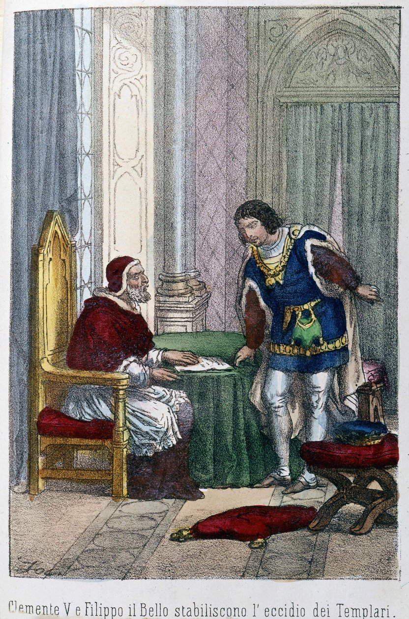 Paavi Klemens V ja Ranskan kuningas Filip IV Bel päättivät eliminoida temppelit tekijältä Unknown artist