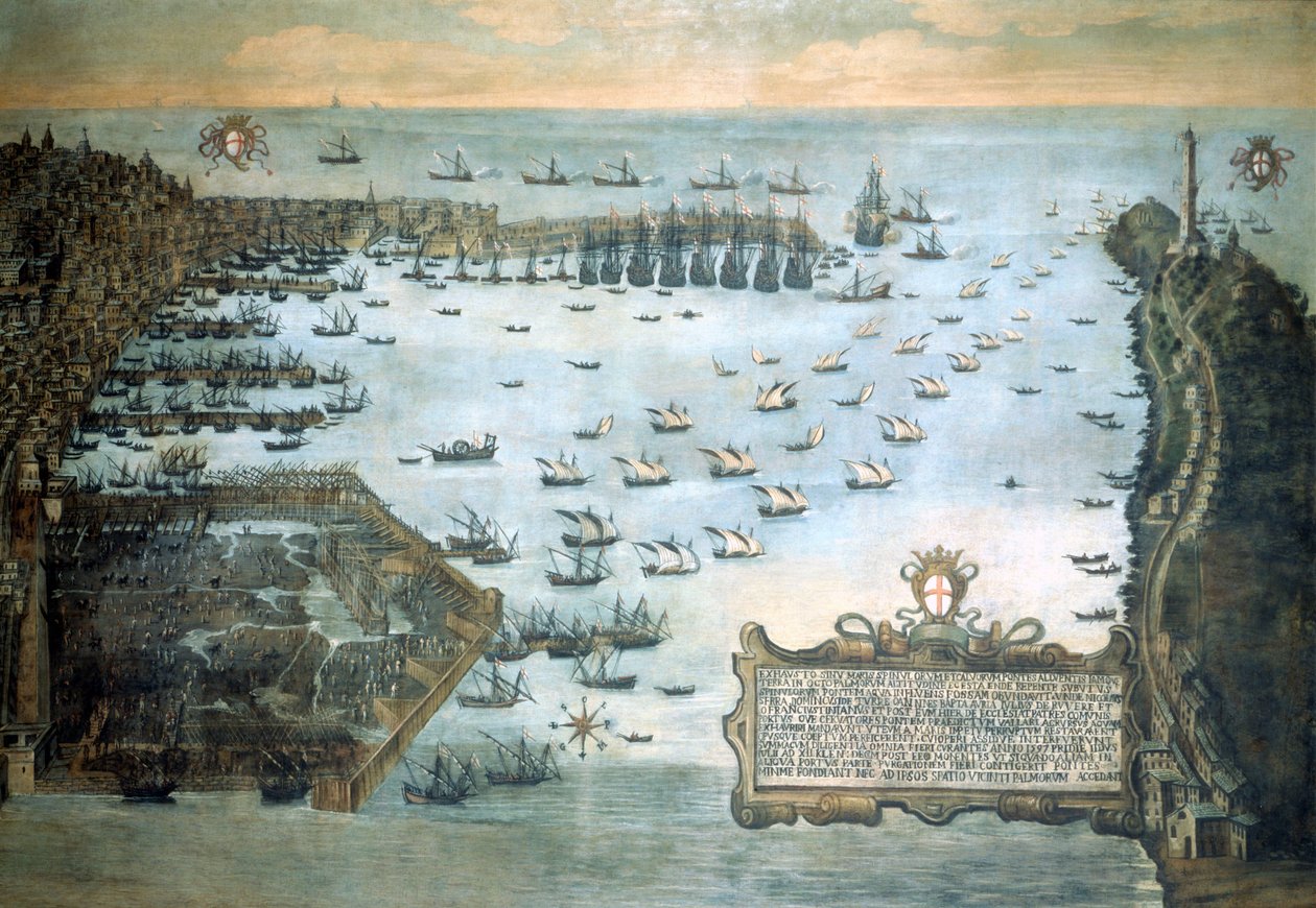 Genovan satama vuonna 1597. Genovan merimuseo - Pegli. tekijältä Unknown artist