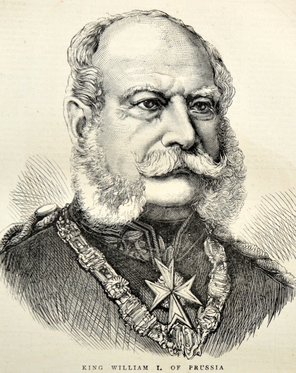 Muotokuva Wilhelm I Saksasta/Preussista 1870 (kaiverrus) tekijältä Unknown artist