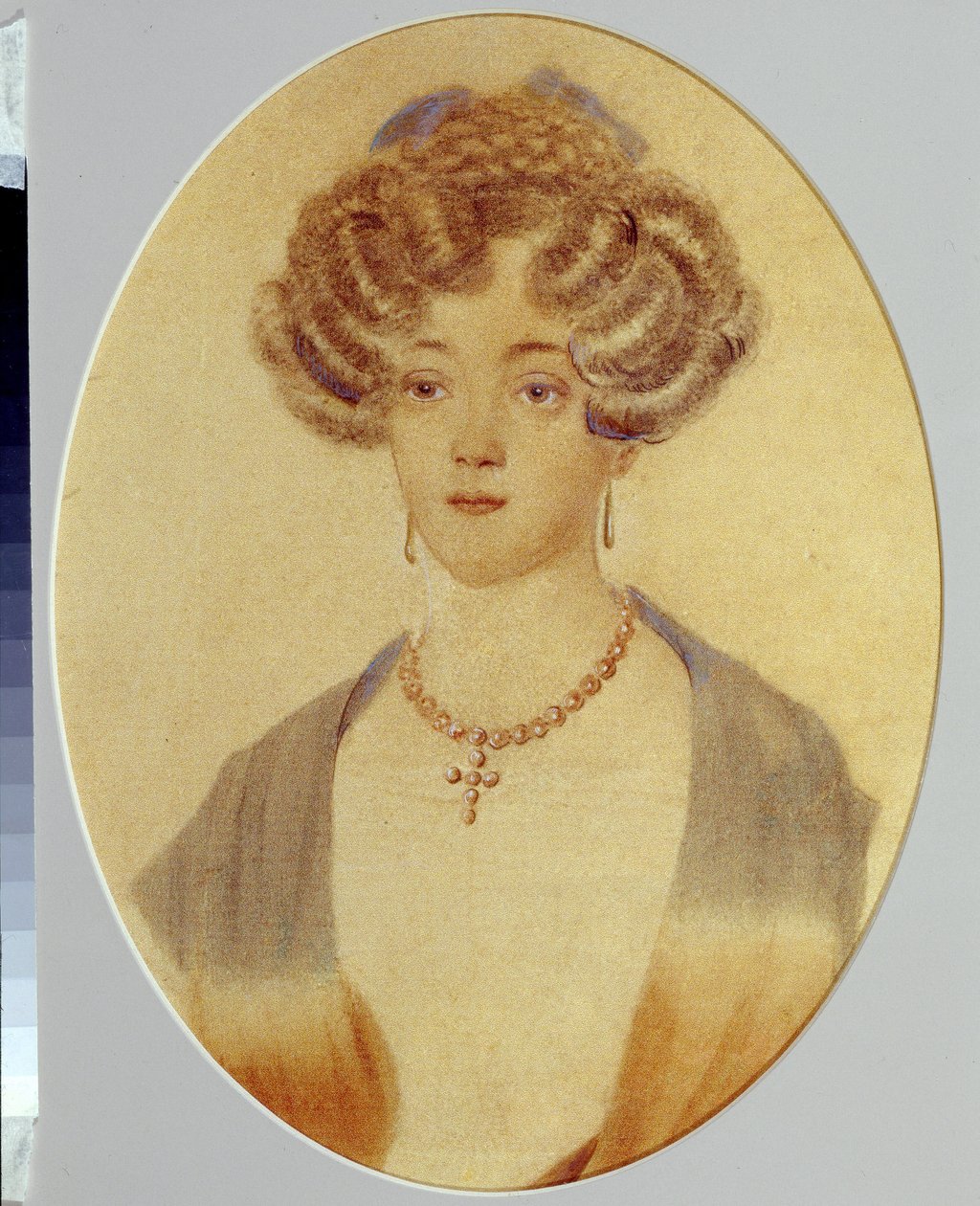 Muotokuva Jekaterina Nikolajevna Goncharovasta (1809-1843). Aleksanteri Puškinin (1799-1837) käly. Anonyymi työ, akvarelli paperille tekijältä Unknown artist