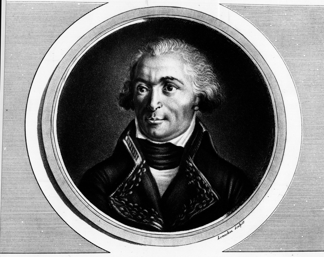 Täyspitkä muotokuva Charles Pichegrusta (1761-1804), Pohjoisen, Sambren ja Maasin, Reinin ja Moselin armeijoiden päällikkö. kaiverrus ""Täydellinen kokoelma Ranskan vallankumouksen historiallisia kuvia, kolme osaa."" 1804. tekijältä Unknown artist