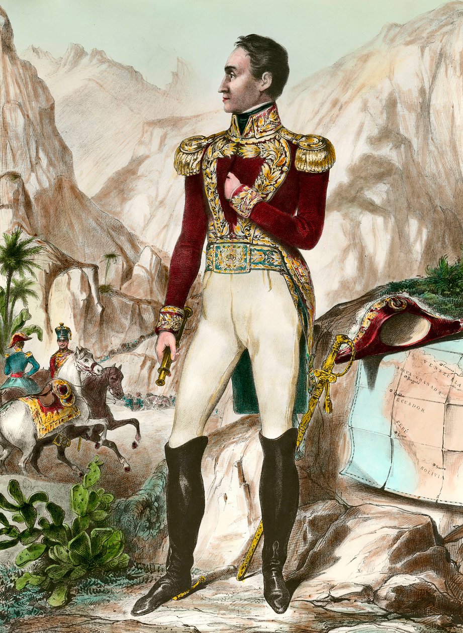 Simon Bolivarin (1783-1830) kenraali Etelä-Amerikan kaiverrus 1800-luvulta. Yksityinen kokoelma tekijältä Unknown artist