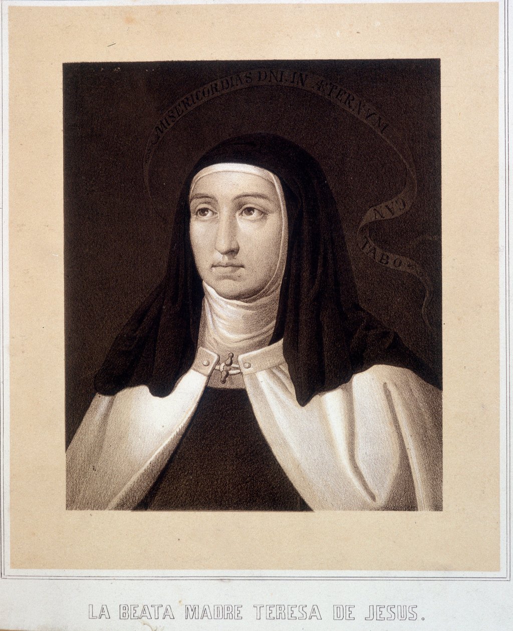 Muotokuva Pyhän Teresan Jeesuksen (tai Pyhän Teresa Avilalaisen) (1515-1582) rintakuvassa, kaiverrus tekijältä Unknown artist