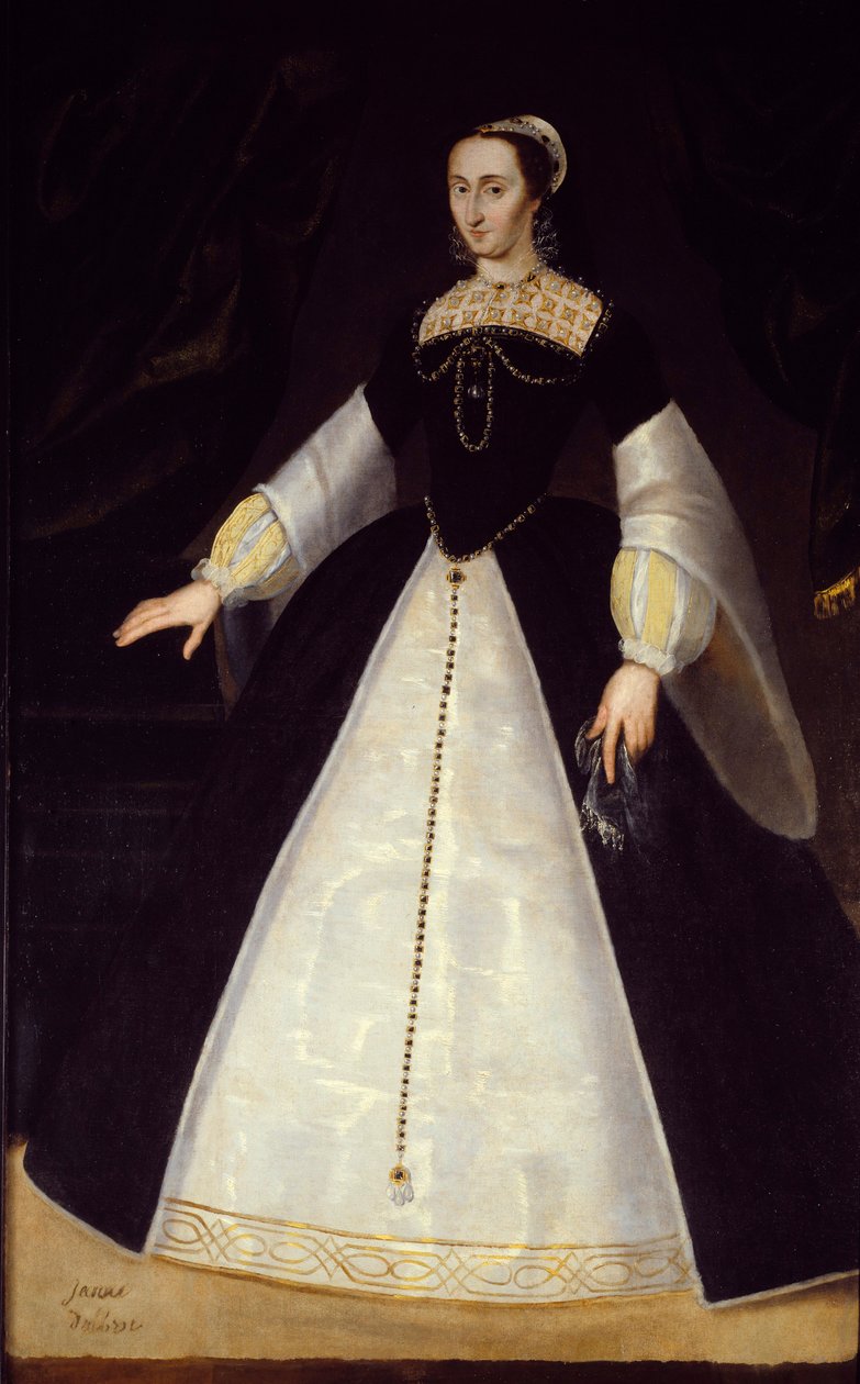 Muotokuva jalassa Joan of Albret, Navarran kuningatar (1528-1572) Henry IV Anonymous-maalauksen äiti. 1500-luvun aurinko. 1,96x1,22 m Pau, linnan museo tekijältä Unknown artist