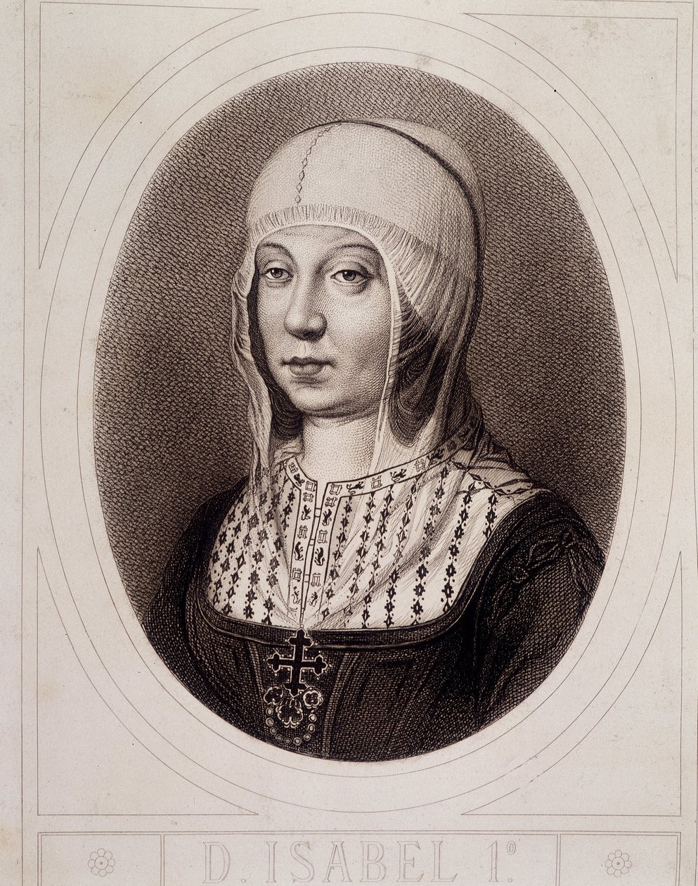 Muotokuva Isabelle 1st the Catholic or Castile medaljongissa - kaiverrus tekijältä Unknown artist