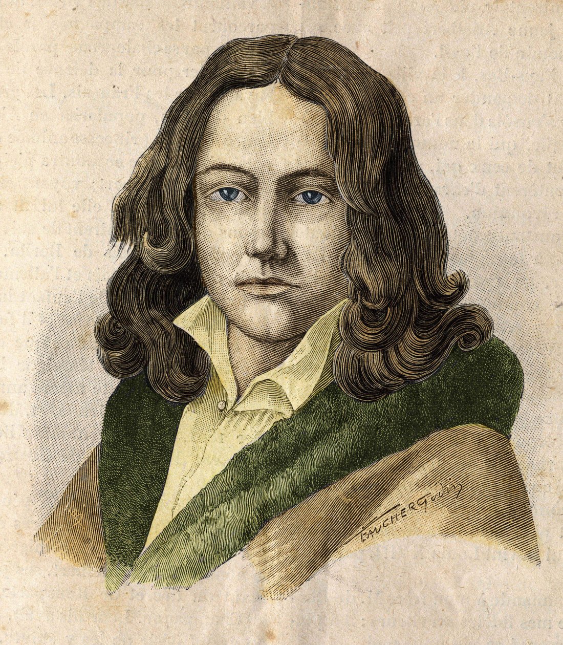 Muotokuva Adelbert de Chamissosta (1781 - 1838) - elokuvassa "Les Contemporains", n.d. 1800-luvun lopulla. tekijältä Unknown artist