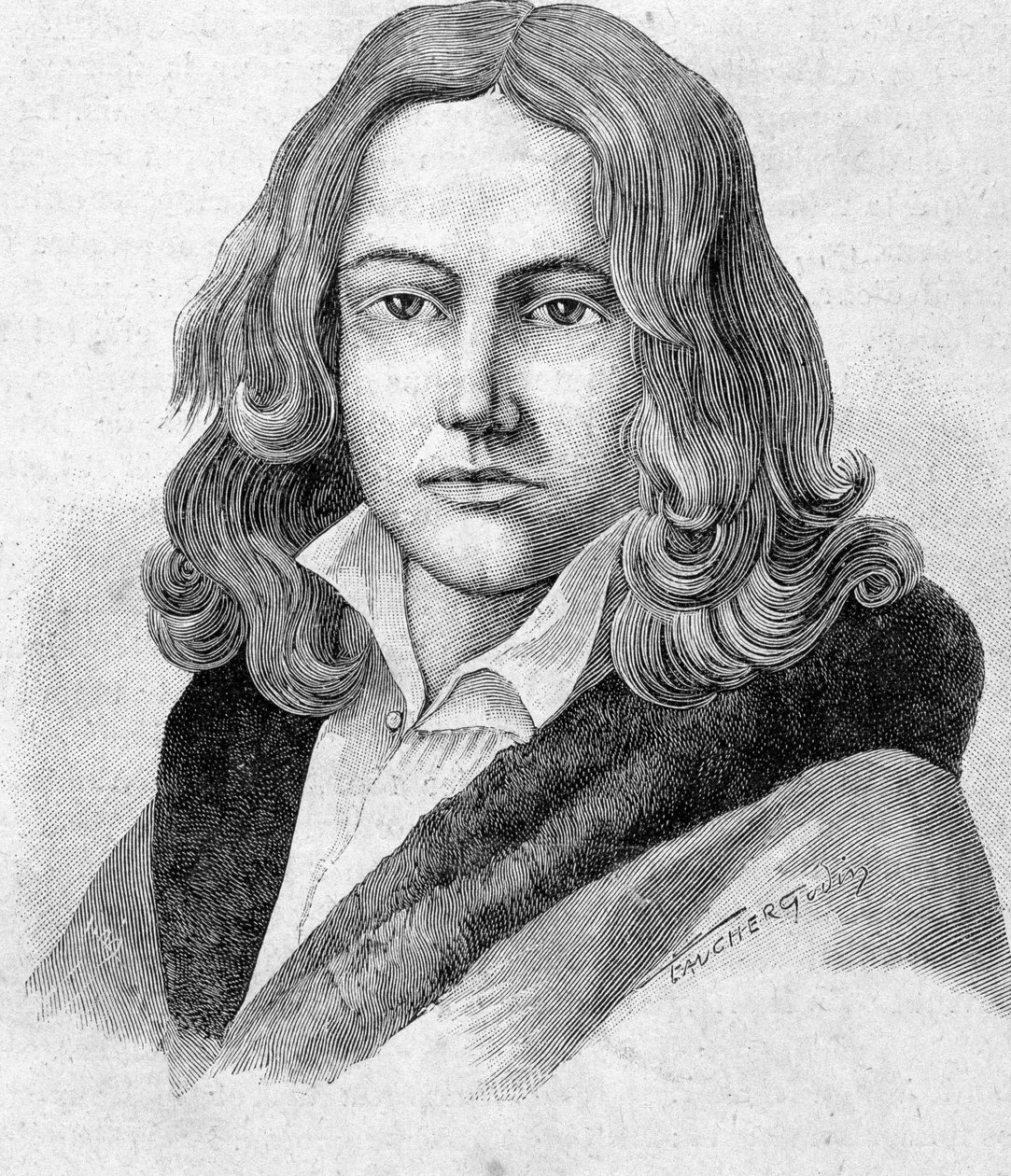 Muotokuva Adelbert von Chamissosta on ranskalainen runoilija ja kasvitieteilijä (1781 - 1838) - teoksessa "" Les Contemporains", n.d. 1800-luvun lopulla. tekijältä Unknown artist