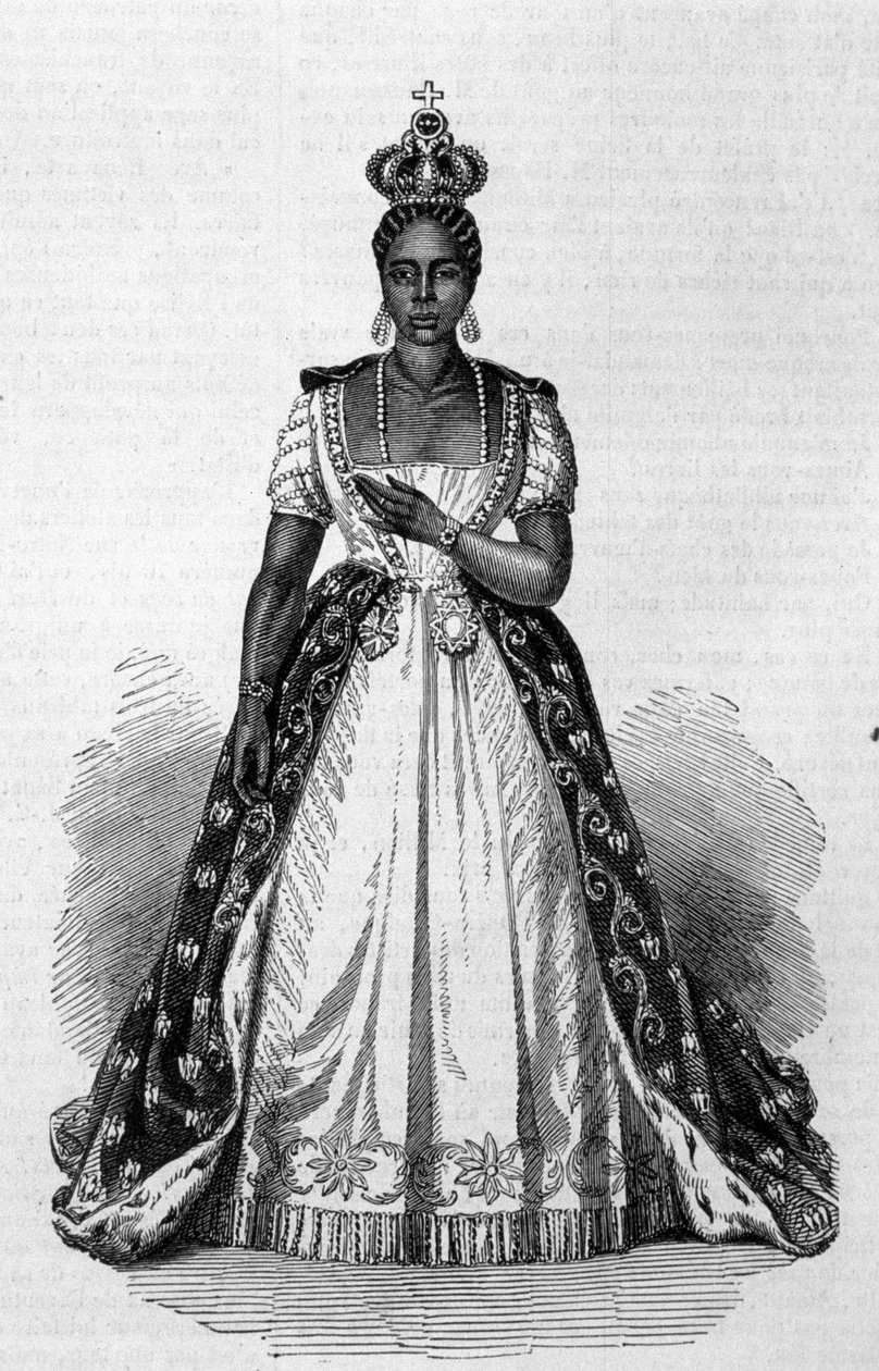 Haitin keisarin 1847–1859 Faustin I:n vaimon Adelina Leveque Soulouquen muotokuva Kaiverrus vuodelta 1856 tekijältä Unknown artist