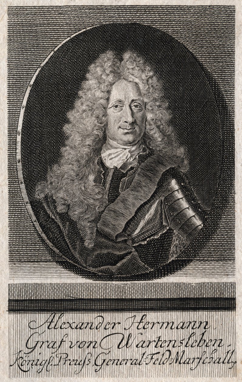 Alexander Hermann Graf von Wartenslebenin (1650-1734) upseerin muotokuva Saksan eri osavaltioiden armeijassa - kaiverrus tekijältä Unknown artist