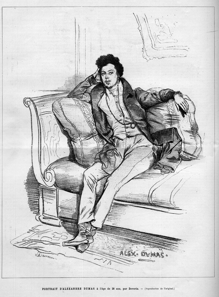 Alexandre Dumas Jr.:n (1824-1895) muotokuva ranskalaisesta kirjailijasta 26-vuotiaana. Kaiverrus "" Le Monde Illustré" -kirjaan" tekijältä Unknown artist