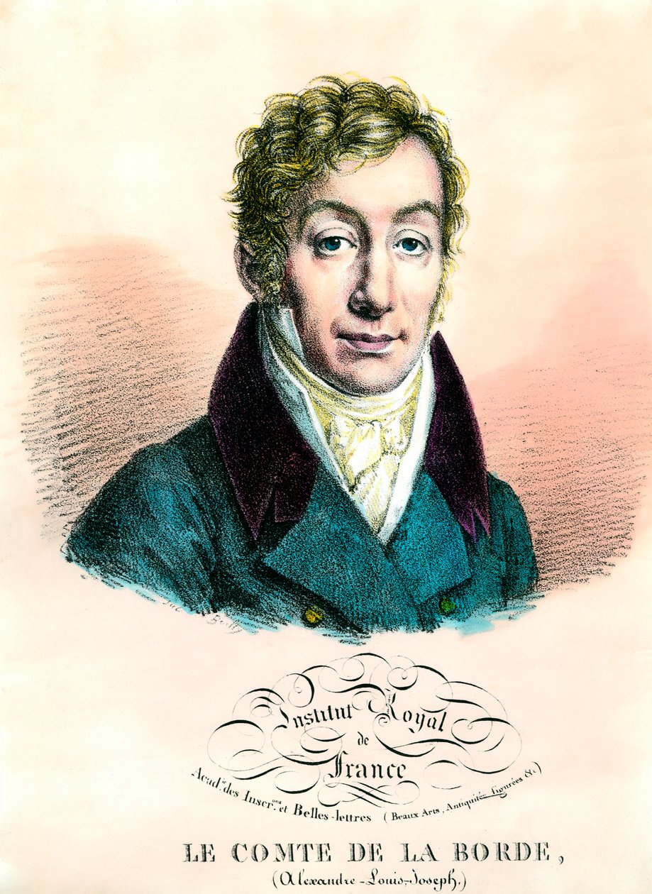 Muotokuva Alexandre Louis Josephista, Laborden kreivistä (1774-1842), ranskalaisesta arkeologista ja poliitikosta. Kaiverrus 1800-luvun yksityiskokoelmasta tekijältä Unknown artist