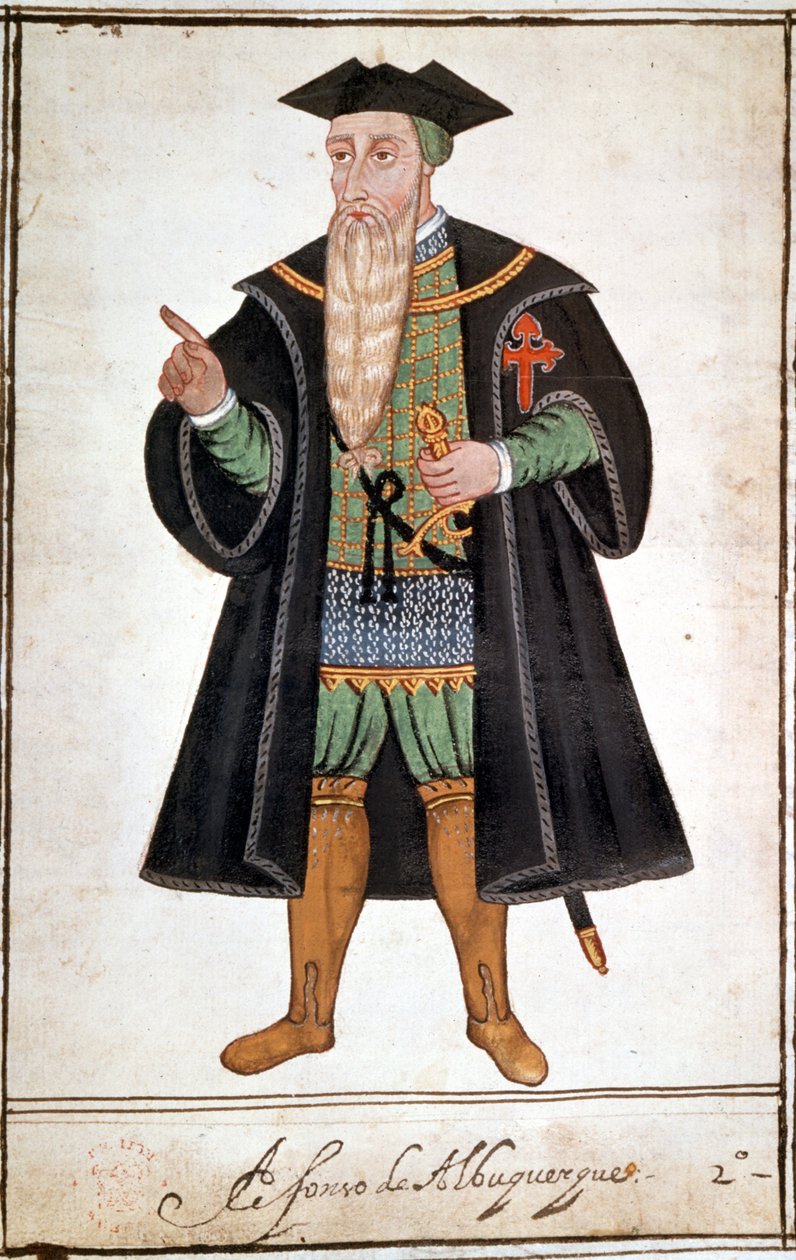 Albuquerquen (1453 - 1515) Alphonsen (Alfonso tai Afonso) muotokuva. Pedro Varretto de Resendan käsikirjoitus. 16. vuosisata. tekijältä Unknown artist