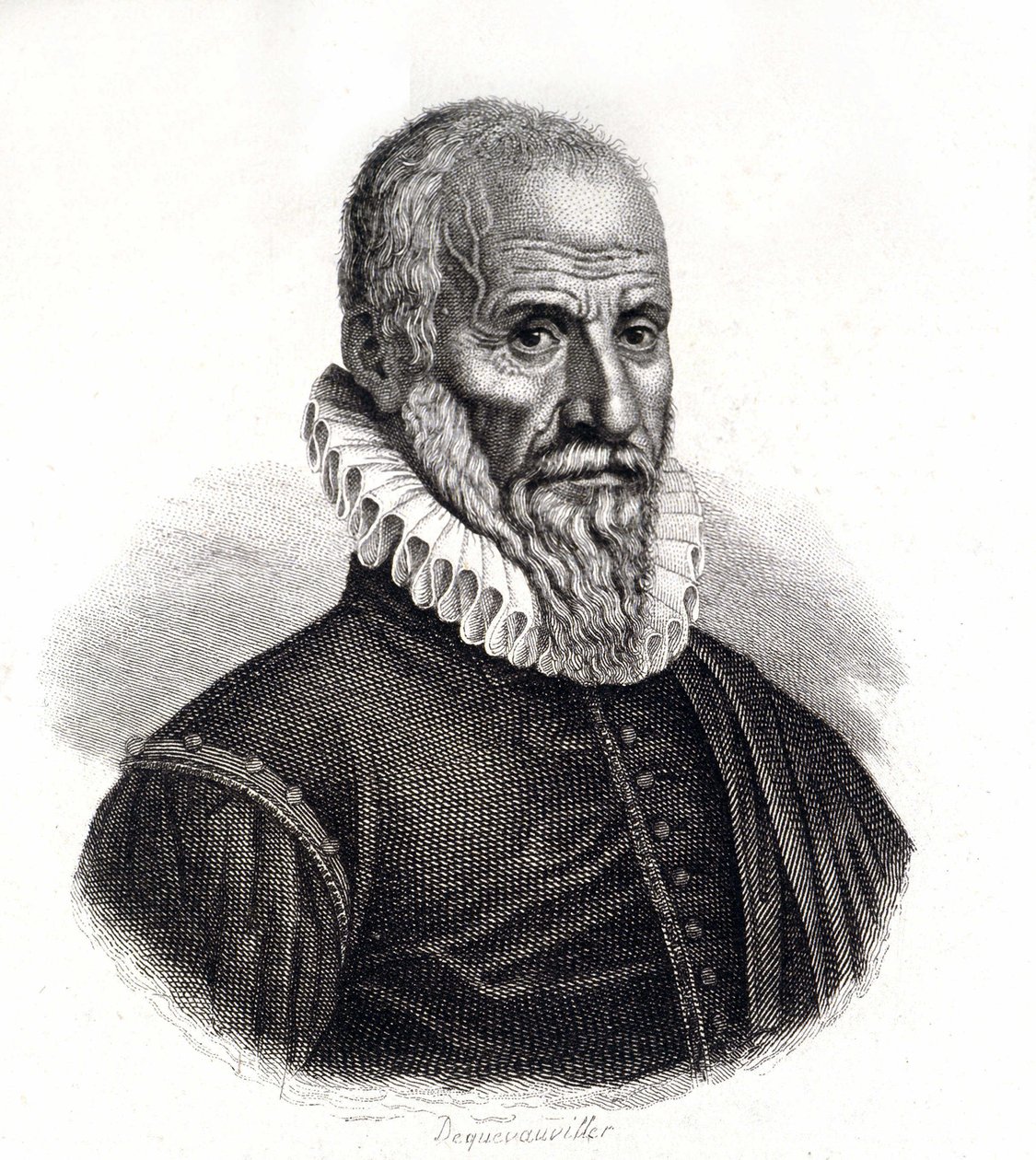 Ranskalaisen kirurgin Ambroise Paren (1509-1590) muotokuva - kaiverrus 1800-luvulta tekijältä Unknown artist
