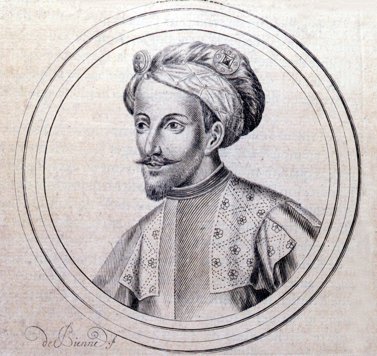 Savoylaisen Amedee V:n muotokuva sanoi Le Grandin (1249 - 1324) (Amedeo VI di Savoia detto il Grande) Samuel Guichenoun, Lyon 1660, teoksessa "Savoian kuninkaallisen talon genealoginen historia". tekijältä Unknown artist