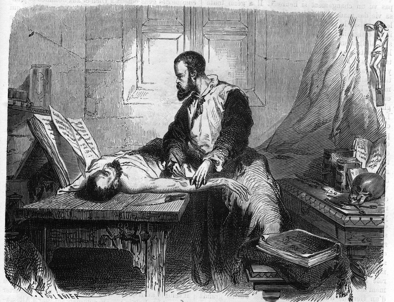 André Vésalen (1514-1564), hollantilaisen anatomin muotokuva (latinaksi: Andrea Vesalius, hollanniksi: Andries Van Wesel). Kaiverrus vuodelta 1866. tekijältä Unknown artist