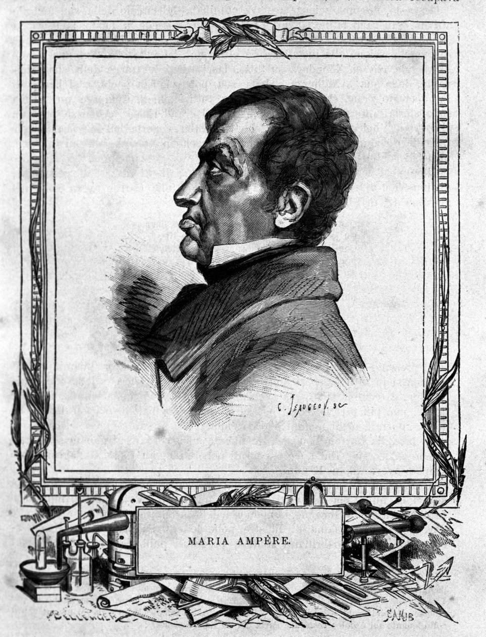 Ranskalaisen fyysikon Andre Marie Amperen (1775 - 1836) muotokuva. tekijältä Unknown artist