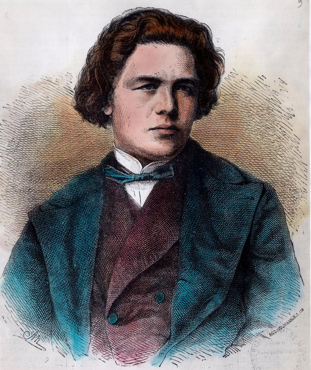Anton Rubinsteinin (1829 - 1894), venäläisen pianistin ja säveltäjän muotokuva. Kaiverrus 1800-luvulta. Yksityinen kokoelma. tekijältä Unknown artist