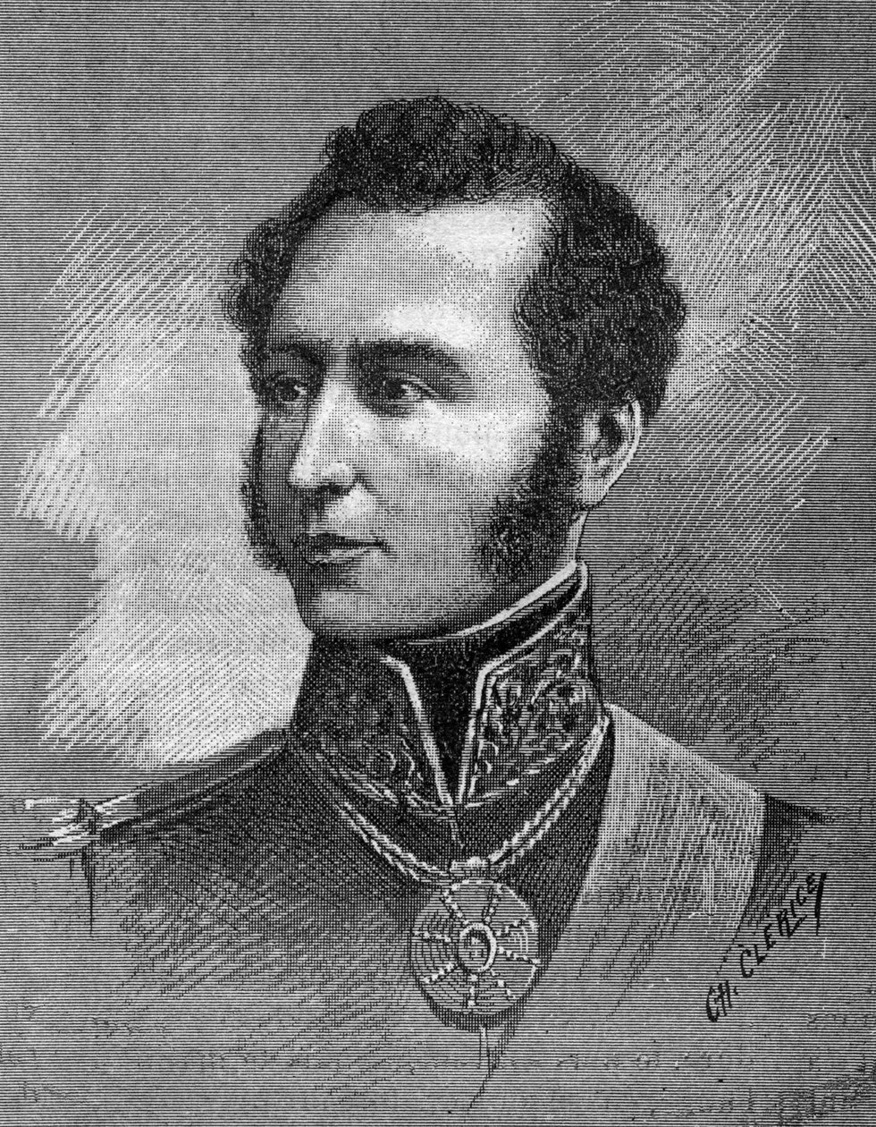Muotokuva Antonio Jose de Sucresta (1795-1830) - Venezuelan itsenäisyysjohtaja - kaiverrus tekijältä Unknown artist