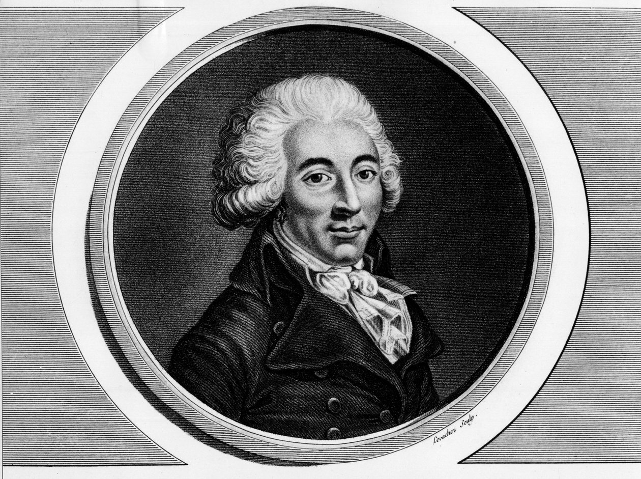 Armand Gensonnen (1758 - 1793) muotokuva valmistelukunnan varapuheenjohtajasta. Kaiverrus "" Täydellinen kokoelma Ranskan vallankumouksen historiallisia maalauksia, kolme osaa.""" 1804. tekijältä Unknown artist