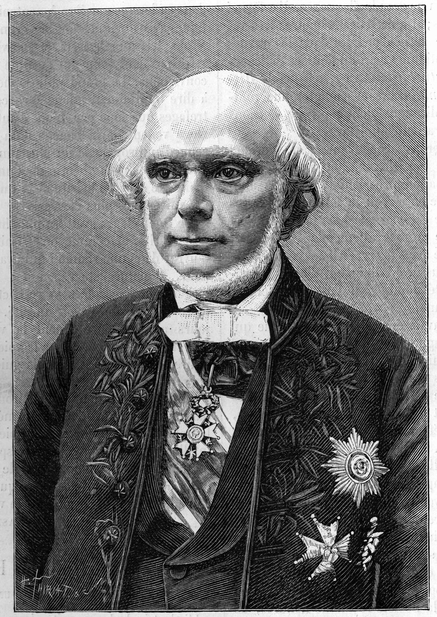 Armand de Quatrefages de Breau (1810-1892), ranskalaisen luonnontieteilijän ja antropologin muotokuva. (Charles Gallotin valokuvasta). Kaiverrus "" Luontoon: katsaus tieteisiin ja niiden sovelluksiin taiteeseen ja teollisuuteen "", 23. tammikuuta 1892. tekijältä Unknown artist