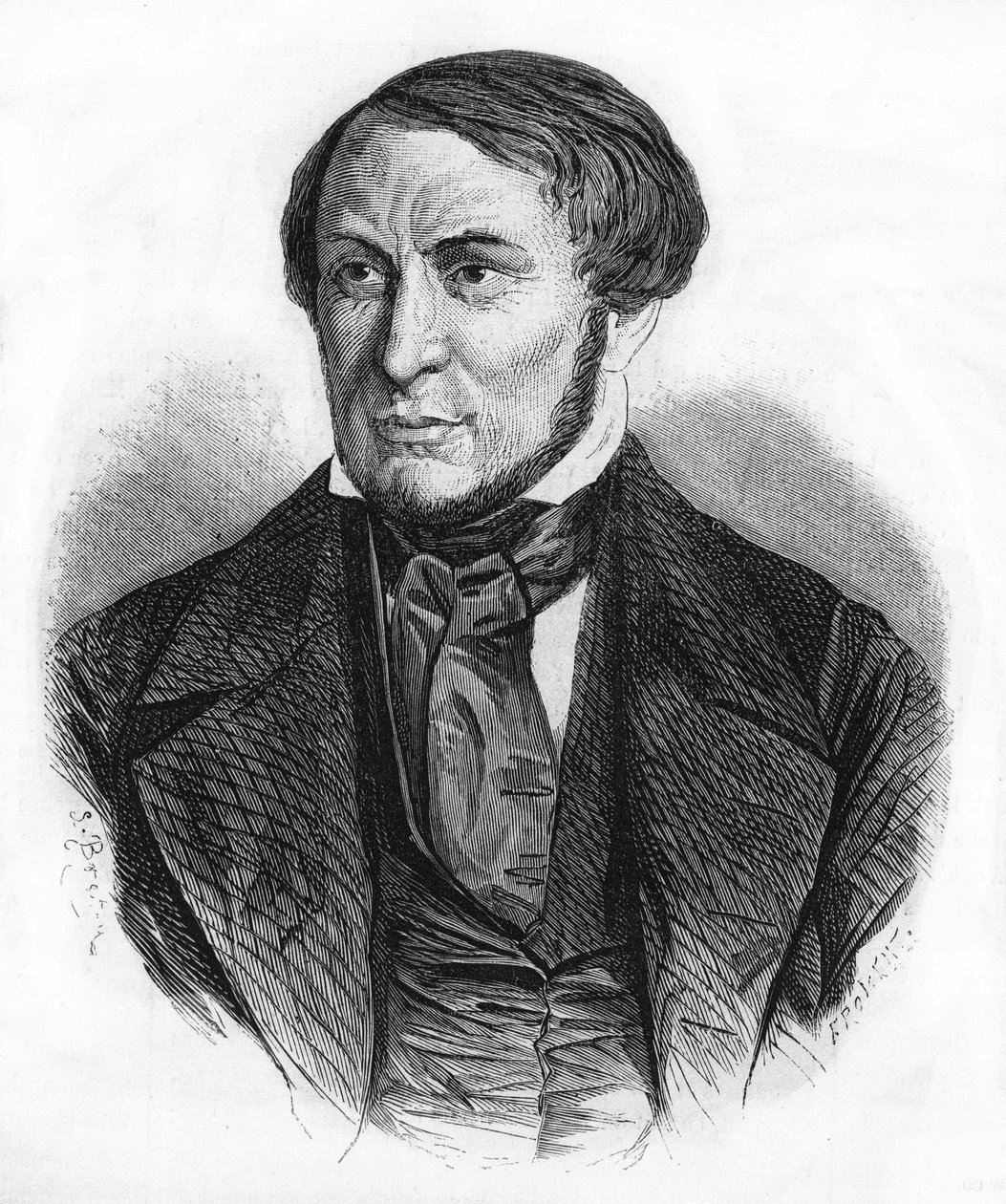 Auguste Barbierin (1805 - 1882), ranskalaisen kirjailijan muotokuva. kaiverrus vuodelta 1870. tekijältä Unknown artist
