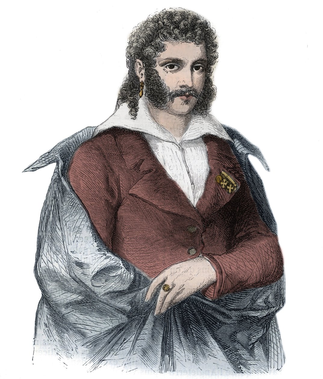 Muotokuva BARTOLOMEO kreivi BERGAMI Italialainen Caroline rakastaja, Ison-Britannian kuningas George IV:n vaimo - Kaiverrus tekijältä Unknown artist