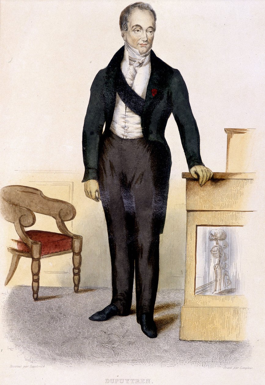 Paroni Guillaume Dupuytrenin (1777 - 1835), ranskalaisen kirurgin muotokuva.kaiverrus vuodelta 1844. tekijältä Unknown artist