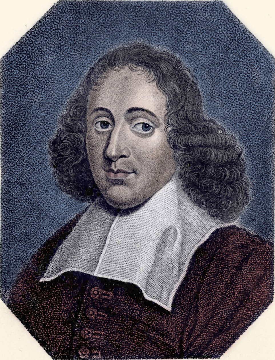 Baruch de Spinozan (1632 - 1677) muotokuva hollantilainen filosofi, joka tunnetaan myös nimellä Bento de Espinosa tai Benedictus de Spinoza tai Benoit de Spinoza. Kaiverrus tekijältä Unknown artist