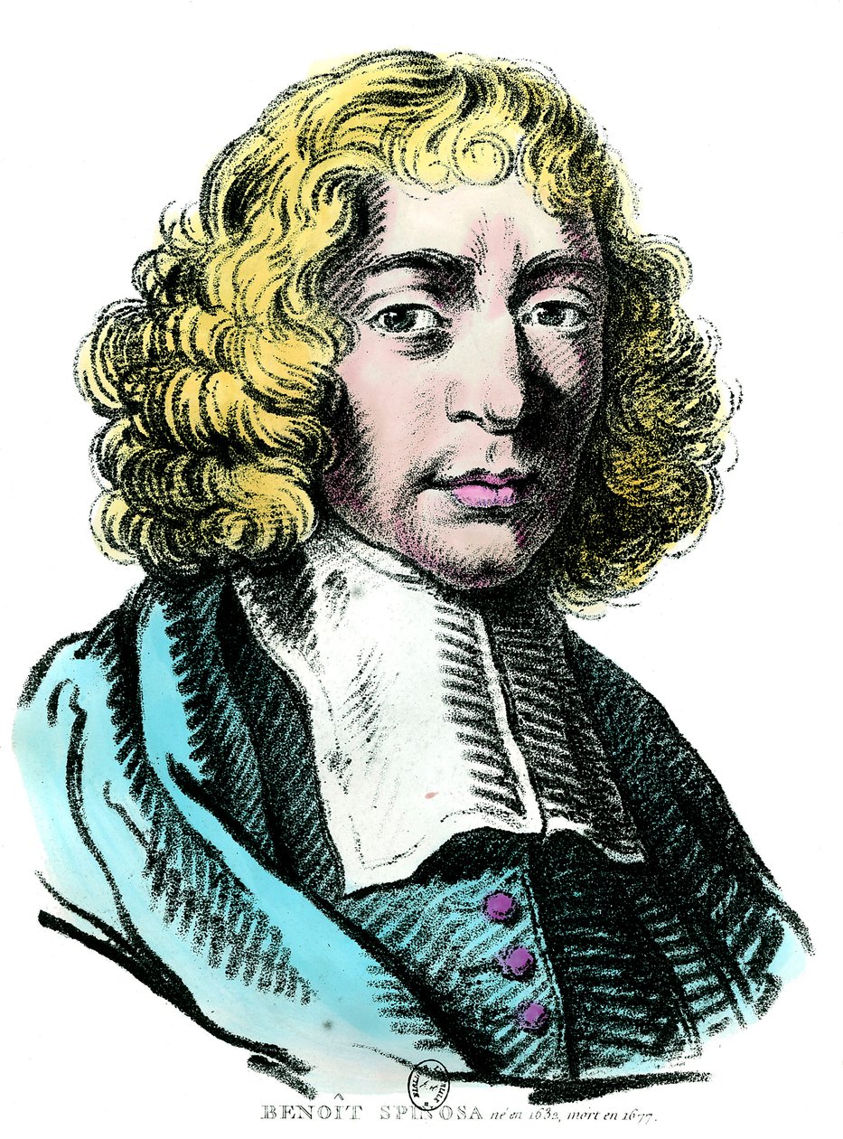 Baruch de Spinozan (1632 - 1677) muotokuva hollantilainen filosofi, joka tunnetaan myös nimellä Bento de Espinosa tai Benedictus de Spinoza tai Benoit de Spinoza. Kaiverrus 1600-luvulta. Coll. Mennä. tekijältä Unknown artist