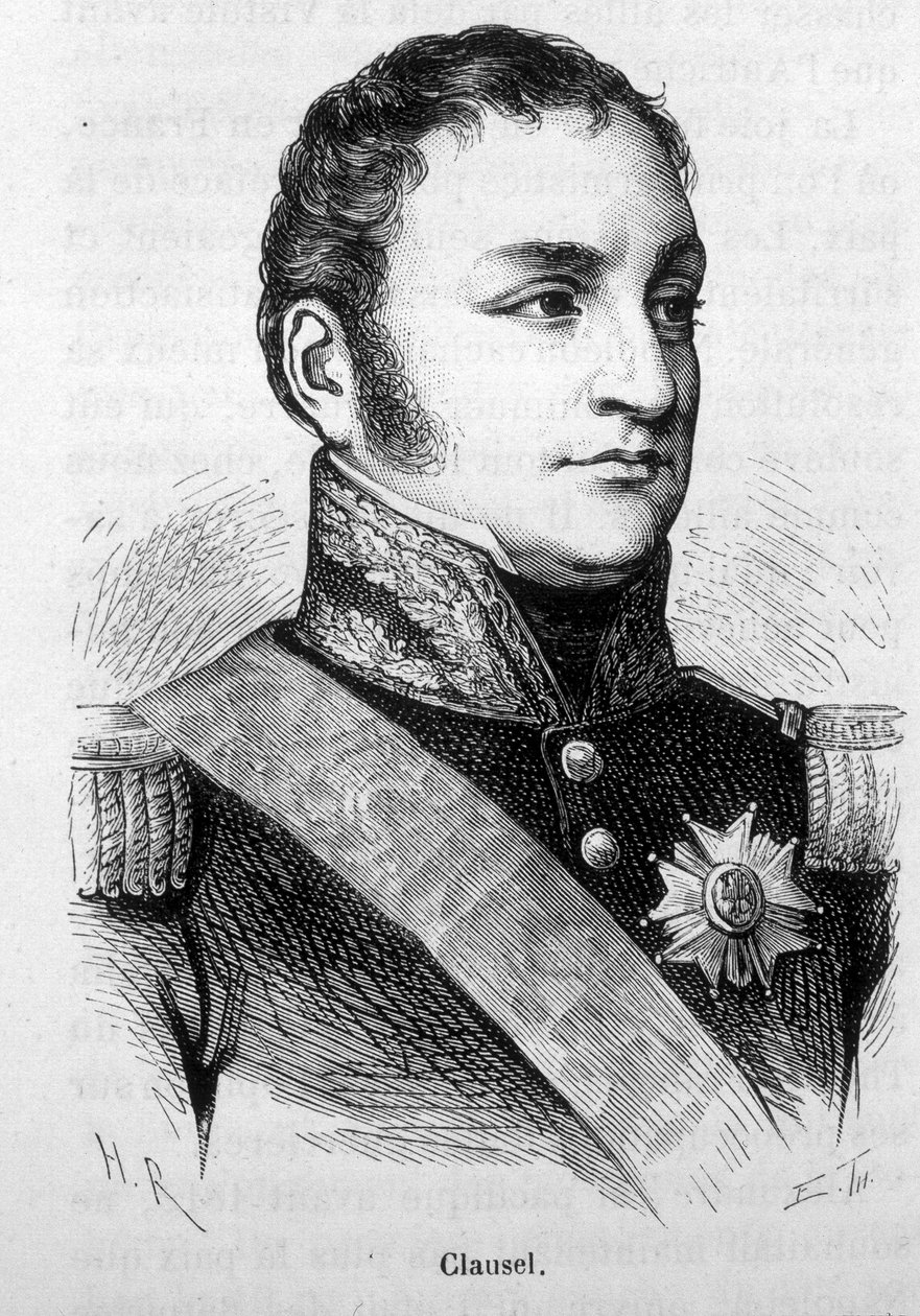 Bertrand Clauselin (tai Clauzelin) muotokuva (1772 - 1842). Kaiverrus 1800-luvun lopusta H. Martinin teokseen "Histoire de France". tekijältä Unknown artist
