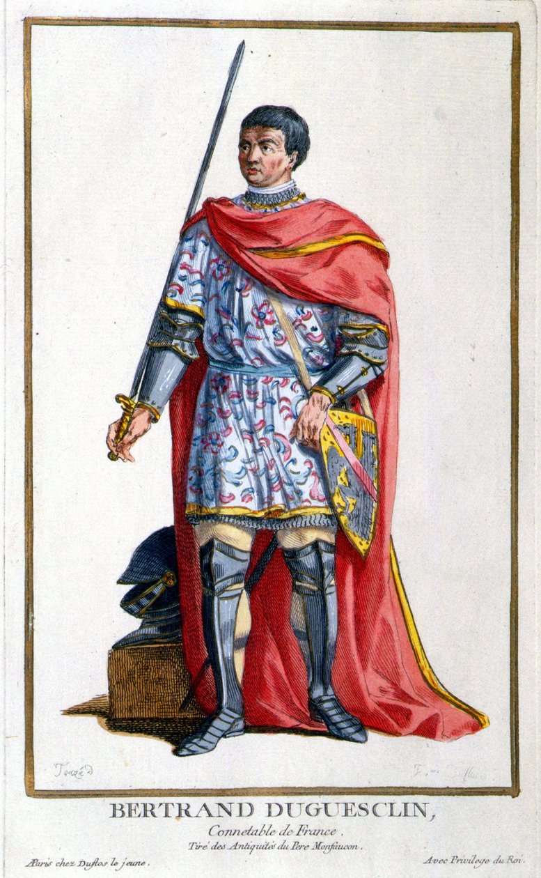 Bertrand Duguesclinin muotokuva. 1800-luvun kaiverrus. tekijältä Unknown artist