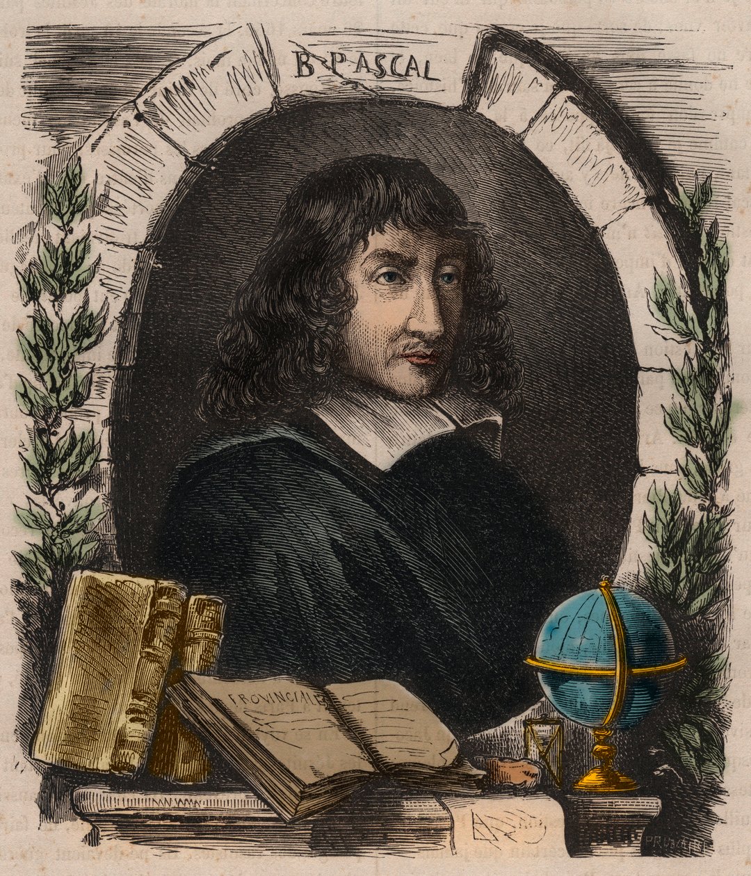 Muotokuva Blaise Pascalista (1623-1662), ranskalainen fyysikko, matemaatikko ja kirjailija, kaiverrus vuodelta 1879 - Blaise Pascalin (1623-1662), ranskalaisen matemaatikon ja kirjailijan muotokuva tekijältä Unknown artist