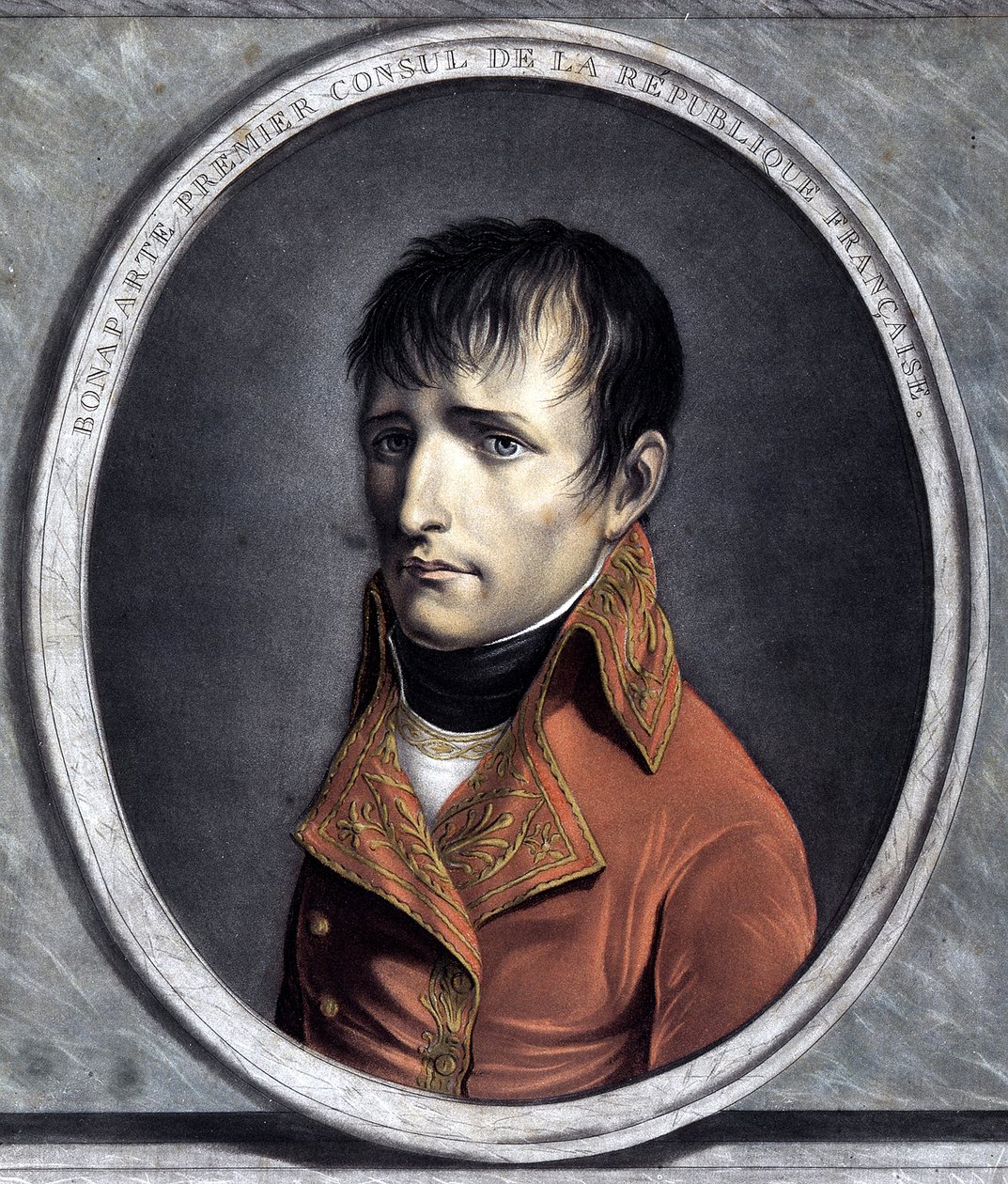 Ranskan tasavallan ensimmäisen konsulin Bonaparten muotokuva. 1801 (vuosi X) tekijältä Unknown artist